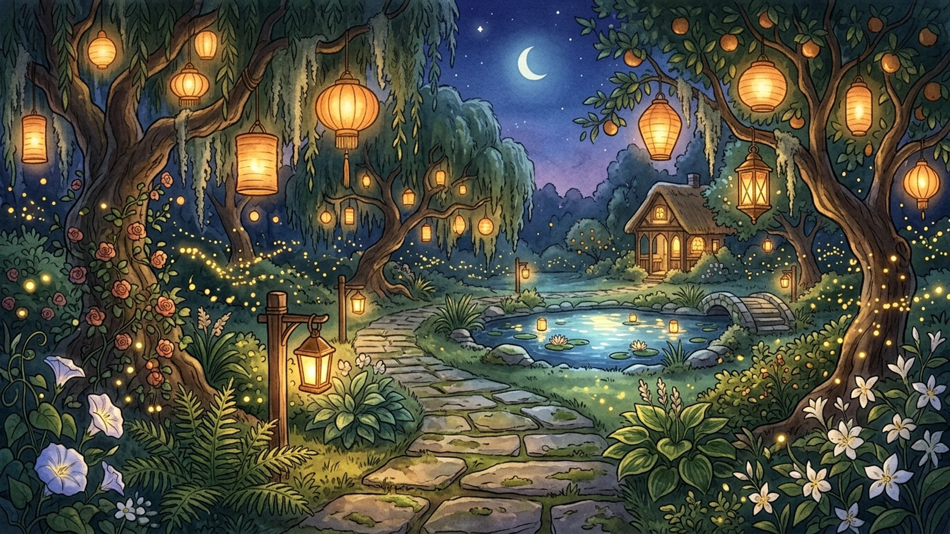 Lantern Letters — Cozy Word Garden cozy arcade game hero image