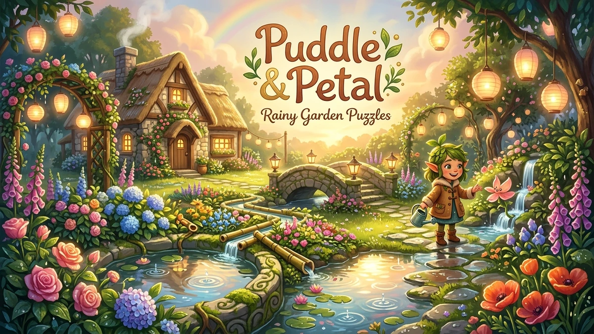 Puddle & Petal cozy arcade game hero image